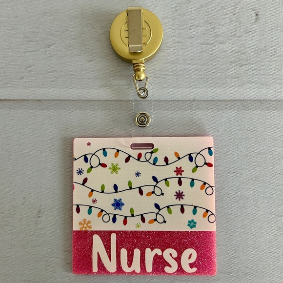 Glitter Badge Buddy | Nurse Card Holder | RN ID Tag Backer and Retractable Reel - Picture 9 of 11